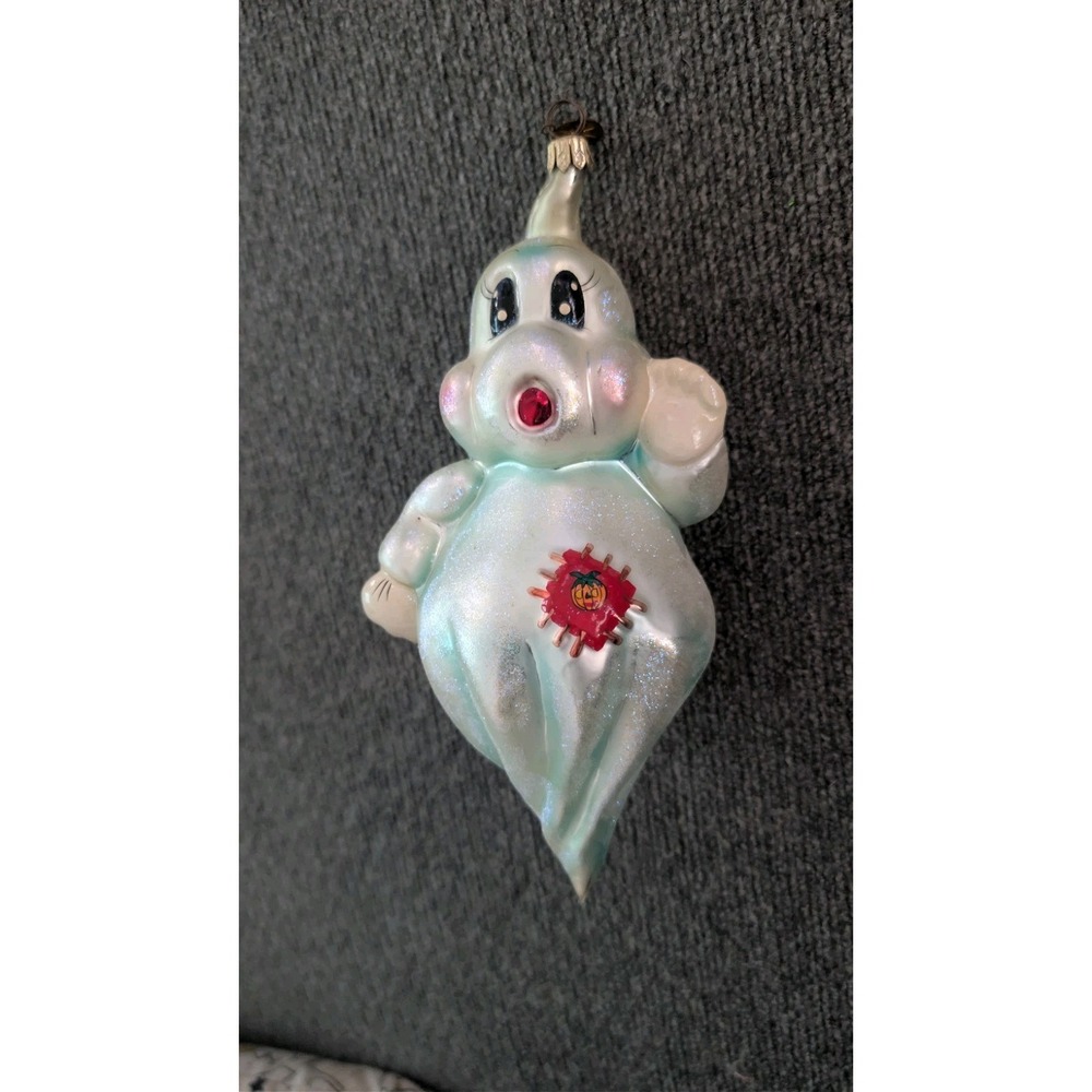 Christopher Radko Halloween "Polter Patch "Ghost Glass Ornament